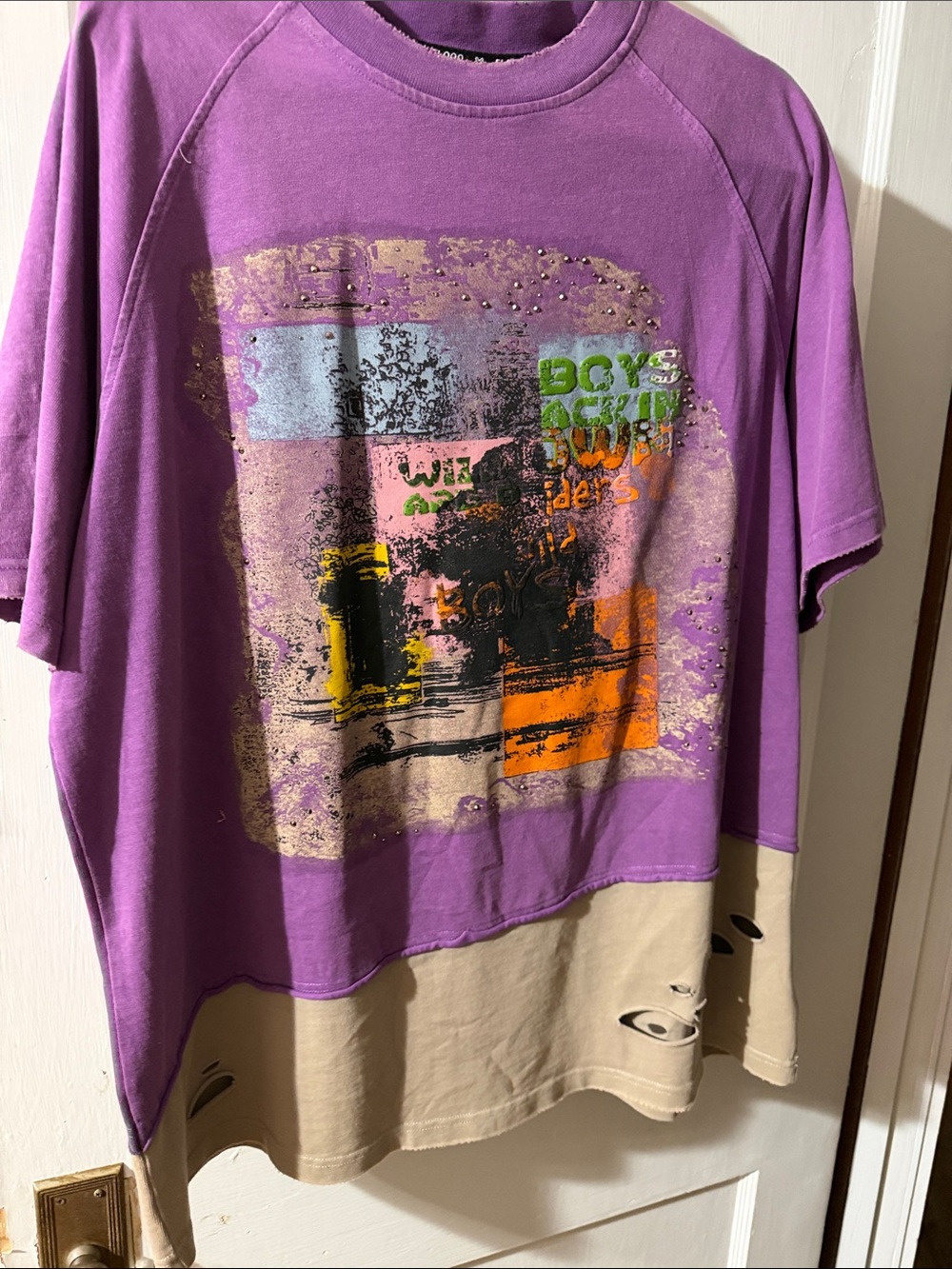 100% cotton tee with distressing Flood brand large